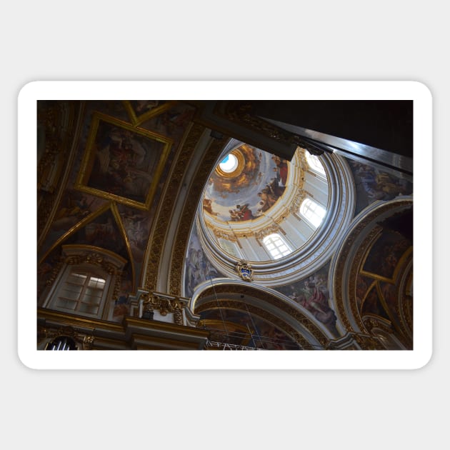 St Paul's Cathedral Ceiling. Mdina, Malta Sticker by IgorPozdnyakov